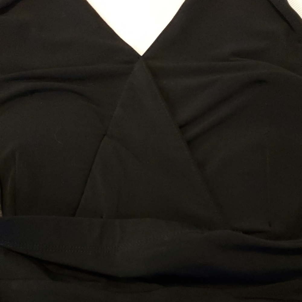 Style & Co Black Halter Dress M Tiered Skirt EUC - Picture 6 of 8